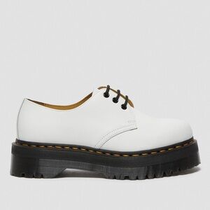 DR. MARTENS 1461 Smooth Leather Platform Shoes - White Unisex Oxfords